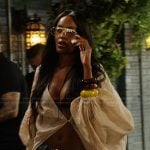 Ciara’s sheer open top and sunglasses on Summer House