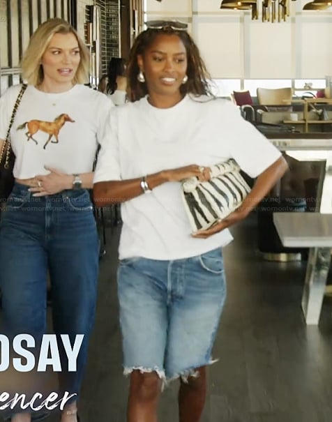 Ciara’s distressed denim shorts on Summer House