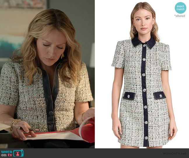 Cinq a Sept Anya Bouclé Pammy Dress worn by Lorna Crane (Becki Newton) on The Lincoln Lawyer