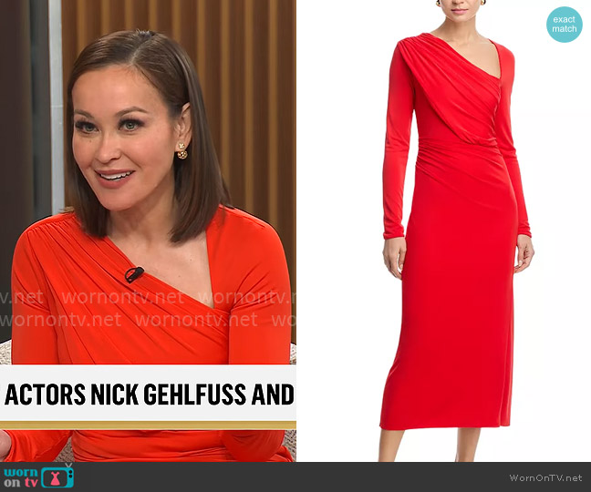Cinq a Sept Jalyn Dress in Bisou worn by Eva Pilgrim on CBS Mornings