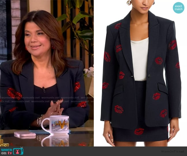Cinq a Sept Kissing Booth Denim Blazer worn by Ana Navarro on The View
