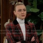 Claire’s red plaid tweed jacket on The Young and the Restless