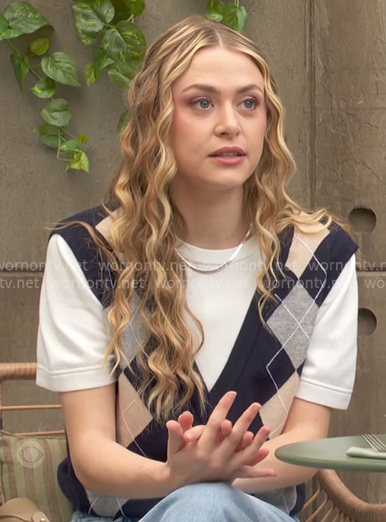 Claire’s argyle sweater vest on The Young and the Restless