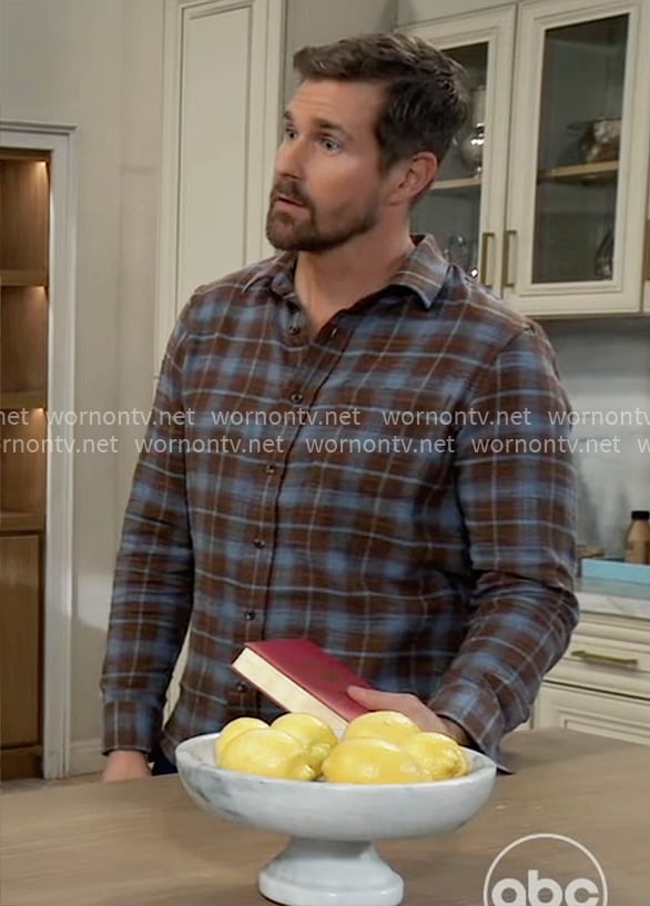 Cody’s blue and brown plaid shirt on General Hospital