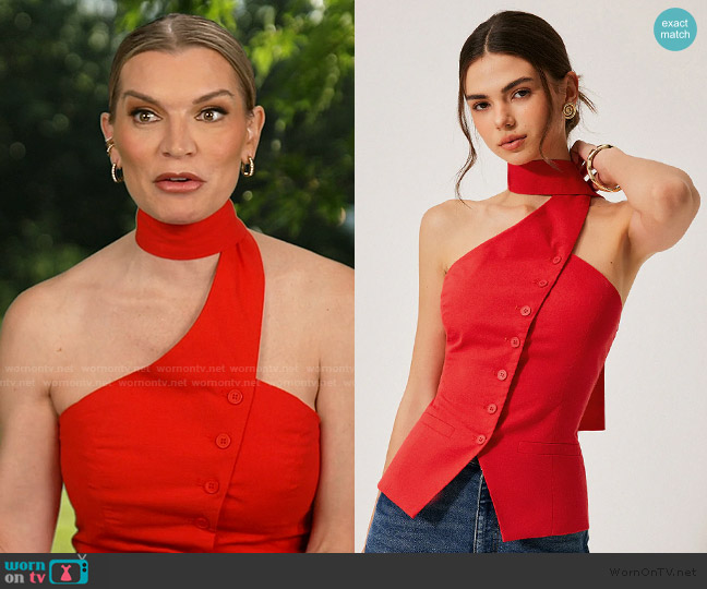 Commense Cotton & Linen Halter Top With Decor Pockets worn by Lindsay Hubbard on Summer House