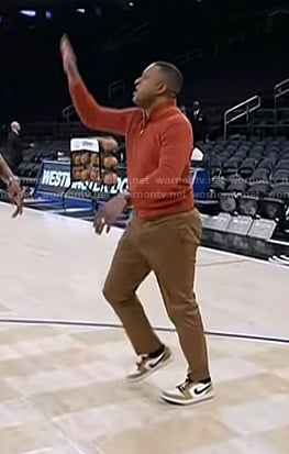 Craig’s orange sweater and sneakers on Today