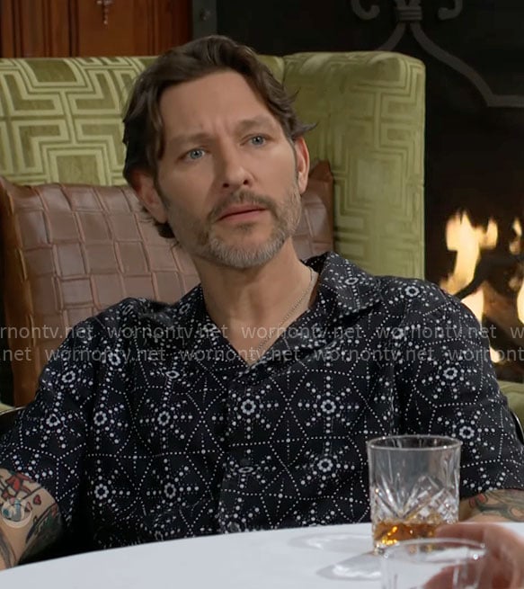 Daniel’s black starburst print shirt on The Young and the Restless
