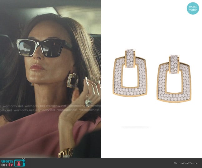 David Webb Diamond Twiggy Earrings worn by Cami Miller (Demi Moore) on Landman
