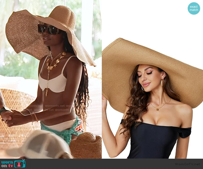 Dechisy Oversized Beach Straw Hat worn by Venita Aspen on Southern Charm