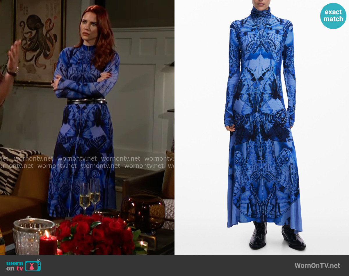 Desigual Butterfly Midi Dress worn by Sally Spectra (Courtney Hope) on The Young and the Restless