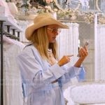 Dorit’s blue striped bra, shirt and pants on The Real Housewives of Beverly Hills