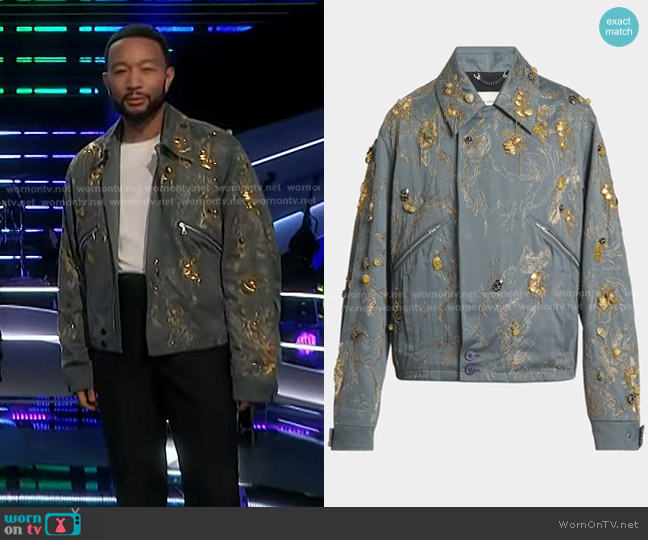Dries Van Noten Velen Embellished Jacket worn by John Legend on The Voice