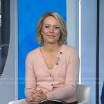 Dylan’s pink cardigan and brown sequin skirt on Today