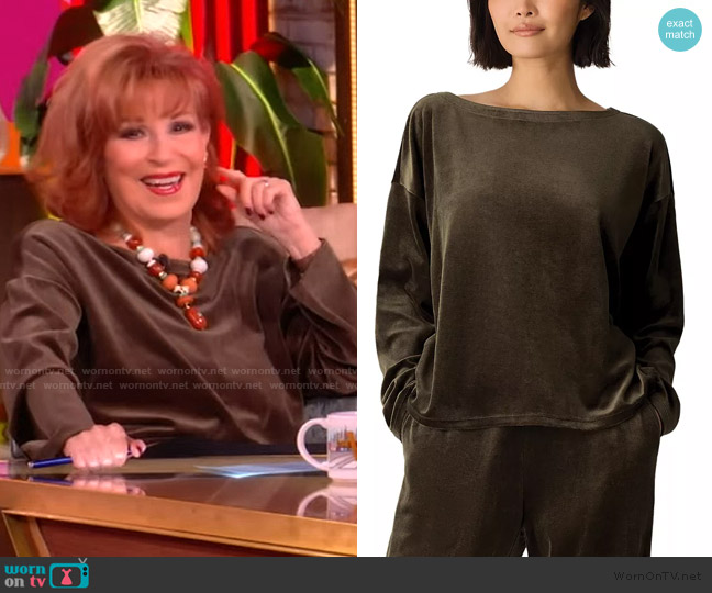 Eileen Fisher Cozy Velour Knit Bateau Neck Boxy Top worn by Joy Behar on The View