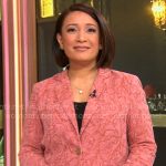 Elaine Quijano’s pink textured jacket on CBS Mornings