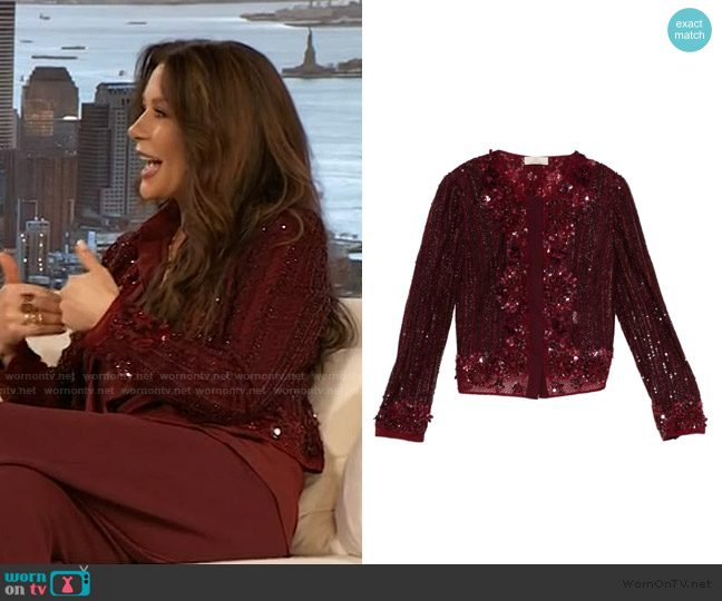 Elie Saab Sequin-embellished jacket worn by Catherine Zeta Jones on The Drew Barrymore Show