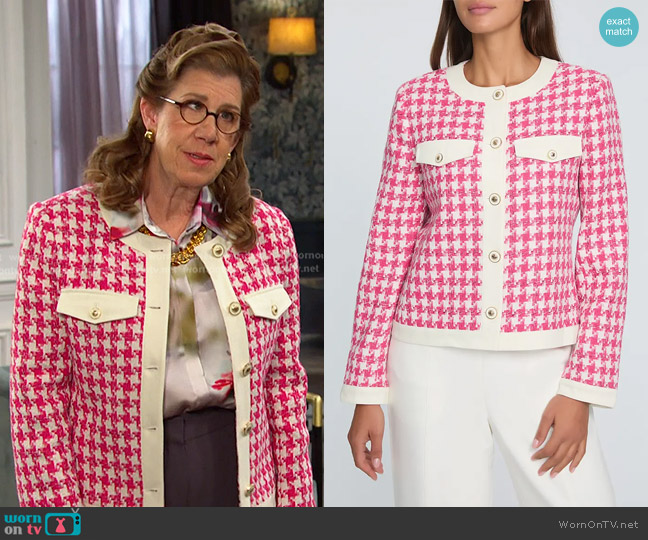 Elie Tahari The Farley Houndstooth Tweed Jacket worn by Rita Lesley (Maggie Carney) on Days of our Lives