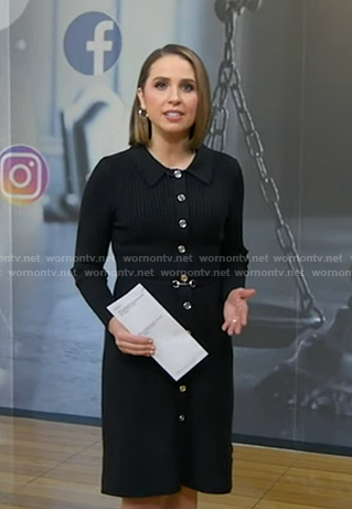 Elizabeth’s black belted knit shirtdress on Good Morning America