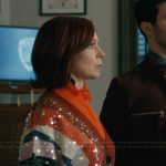 Elsbeth’s sequin striped cardigan on Elsbeth