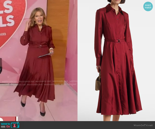 Emilia Wickstead Riko Belted Silk Twill Shirt Dress worn by Tory Johnson on Good Morning America