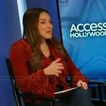 Emily’s red fringe detail cardigan on Access Hollywood