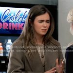 Emma’s taupe oversized coat on General Hospital