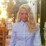 Erika’s blue striped poplin shirt and mini skirt on The Real Housewives of Beverly Hills