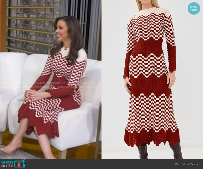 ESCVDO Musa Long Sleeve Maxi Dress in Burgundy/Ivory