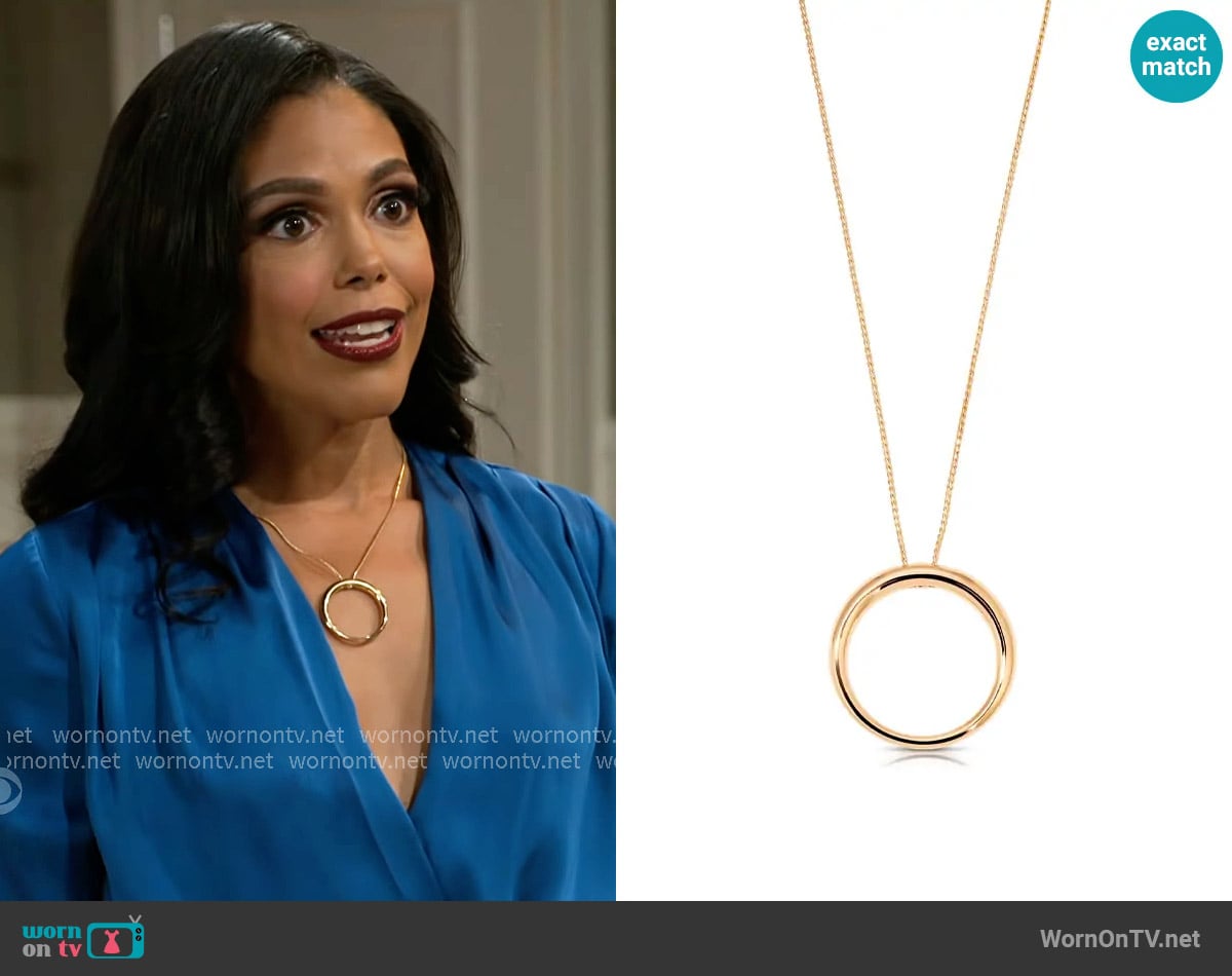 Ettika Eternal Orbit Pendant Necklace worn by Dani Dupree (Karla Mosley) on Beyond the Gates