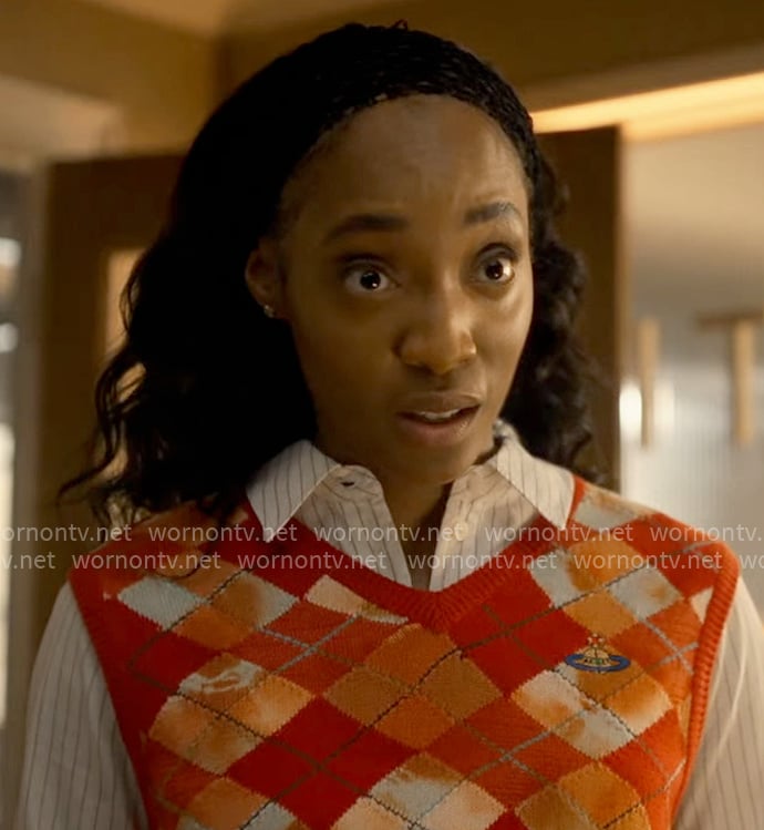 Faith’s red argyle UFO vest on Will Trent