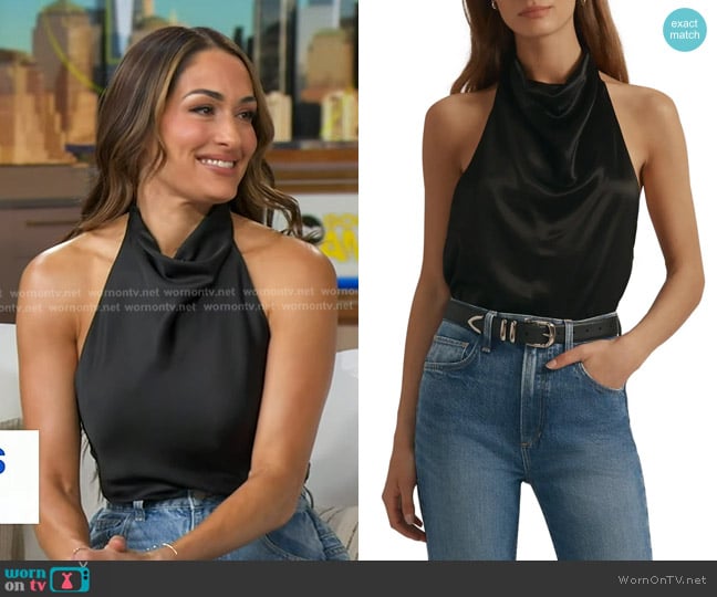 Favorite Daughter The Ladies Night Satin Halter Top worn by Nikki Bella on Good Morning America