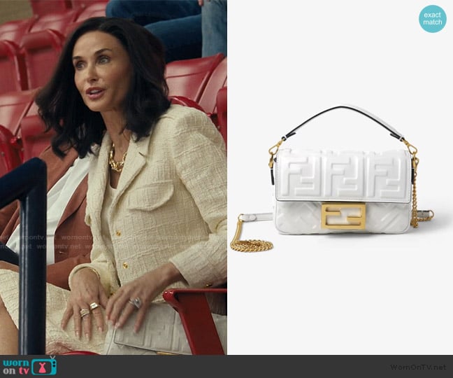 Fendi Baguette Mini White Leather Bag worn by Cami Miller (Demi Moore) on Landman
