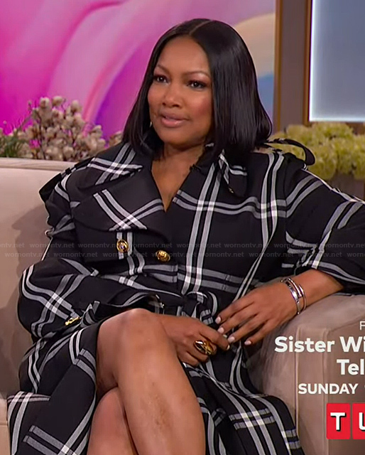 Garcelle Beauvais’s black plaid coat on The Jennifer Hudson Show