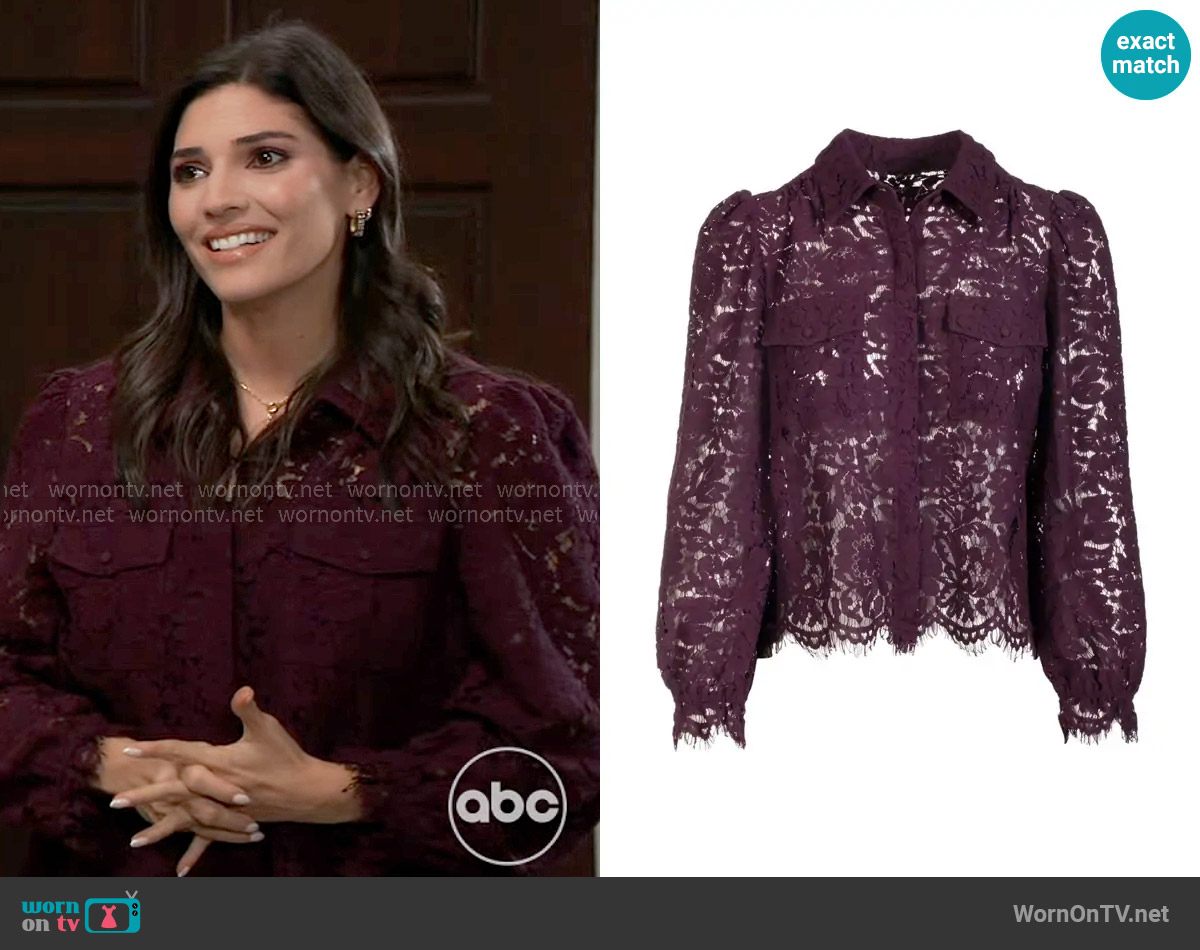 Generation Love Lina Lace Shirt worn by Brook Lynn Quartermaine (Amanda Setton) on General Hospital
