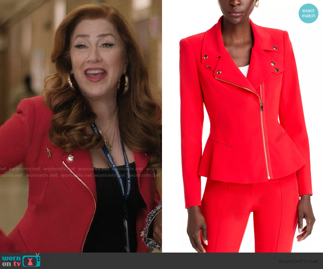 Generation Love Selah Crepe Moto Jacket worn by Melissa Schemmenti (Lisa Ann Walter) on Abbott Elementary