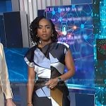 Zinhle’s satin geometric print dress on NBC News Daily