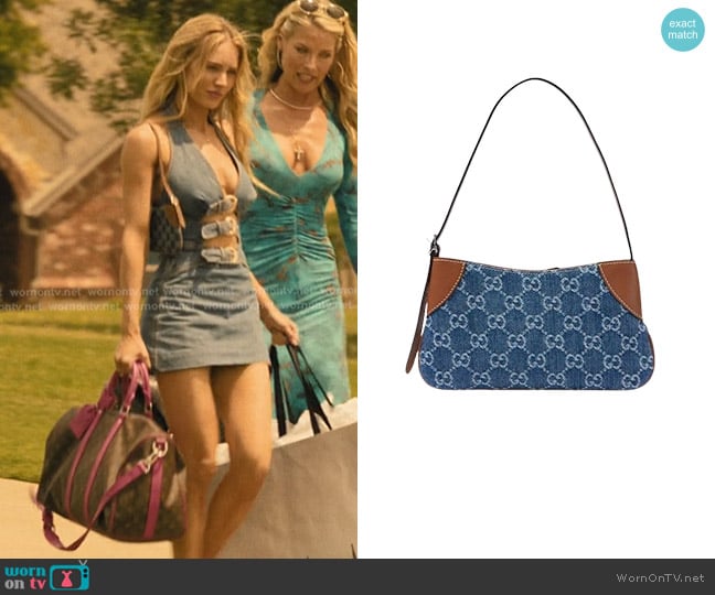 Gucci GG Emblem Mini Denim Shoulder Bag worn by Ainsley Norris (Michelle Randolph) on Landman