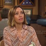 Gwen’s pink chain print shirt on Days of our Lives