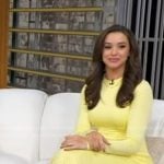 Hanna Battah’s yellow long sleeve midi dress on Good Morning America
