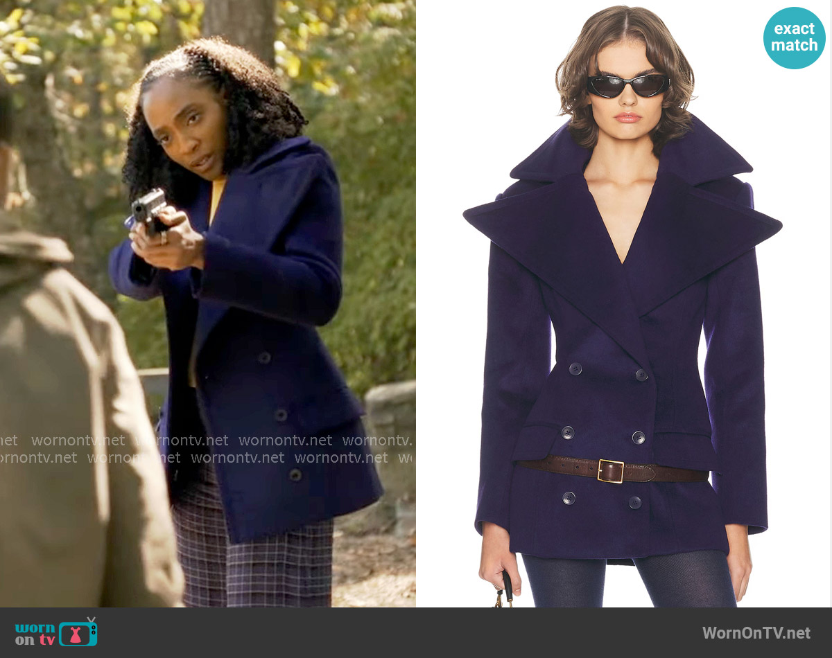 Helsa The Dramatic Collar Peacoat worn by Faith Mitchell (Iantha Richardson) on Will Trent