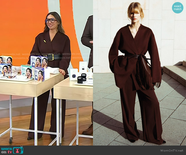 H&M Handmade Wool-Blend Coat in Dark rust brown worn by Melissa Garcia on Today