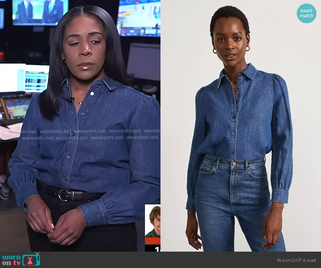 Hobbs Wetherby Denim Top worn by Dana Griffin on NBC News Daily