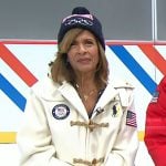 Hoda’s white toggle coat on Today