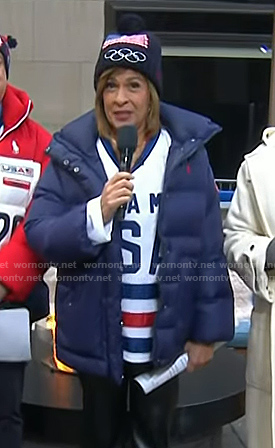 Hoda’s navy down jacket on Today