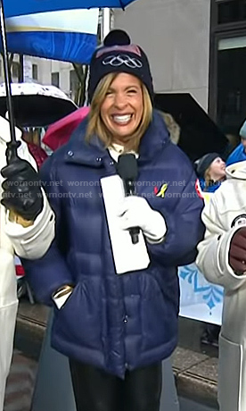 Hoda’s navy down jacket on Today