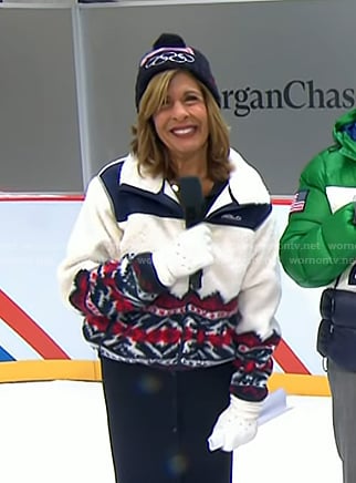 Hoda’s white print fleece jacket on Today