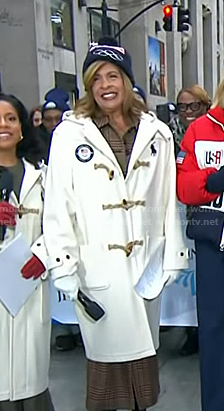 Hoda’s white toggle coat on Today
