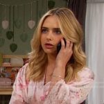 Holly’s pink floral lace trim robe on Days of our Lives