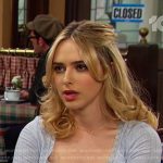 Holly’s blue pointelle lace trim top on Days of our Lives
