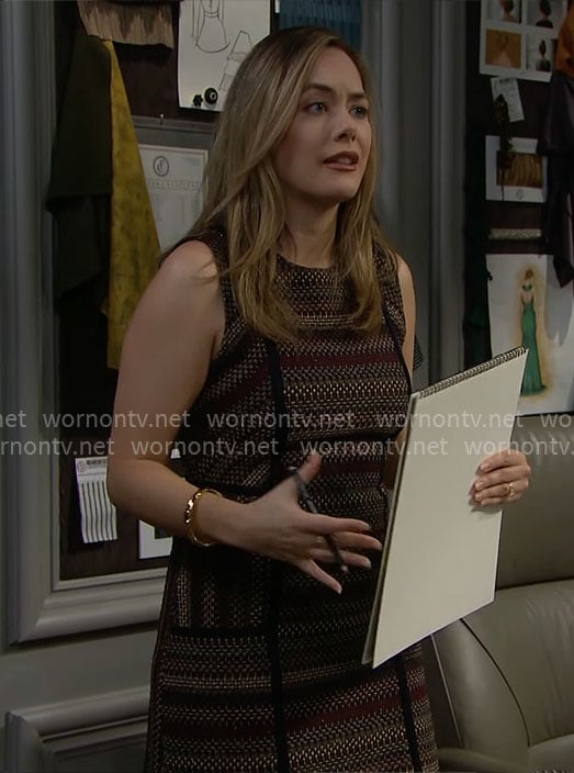 Hope’s tweed striped dress on The Bold and the Beautiful